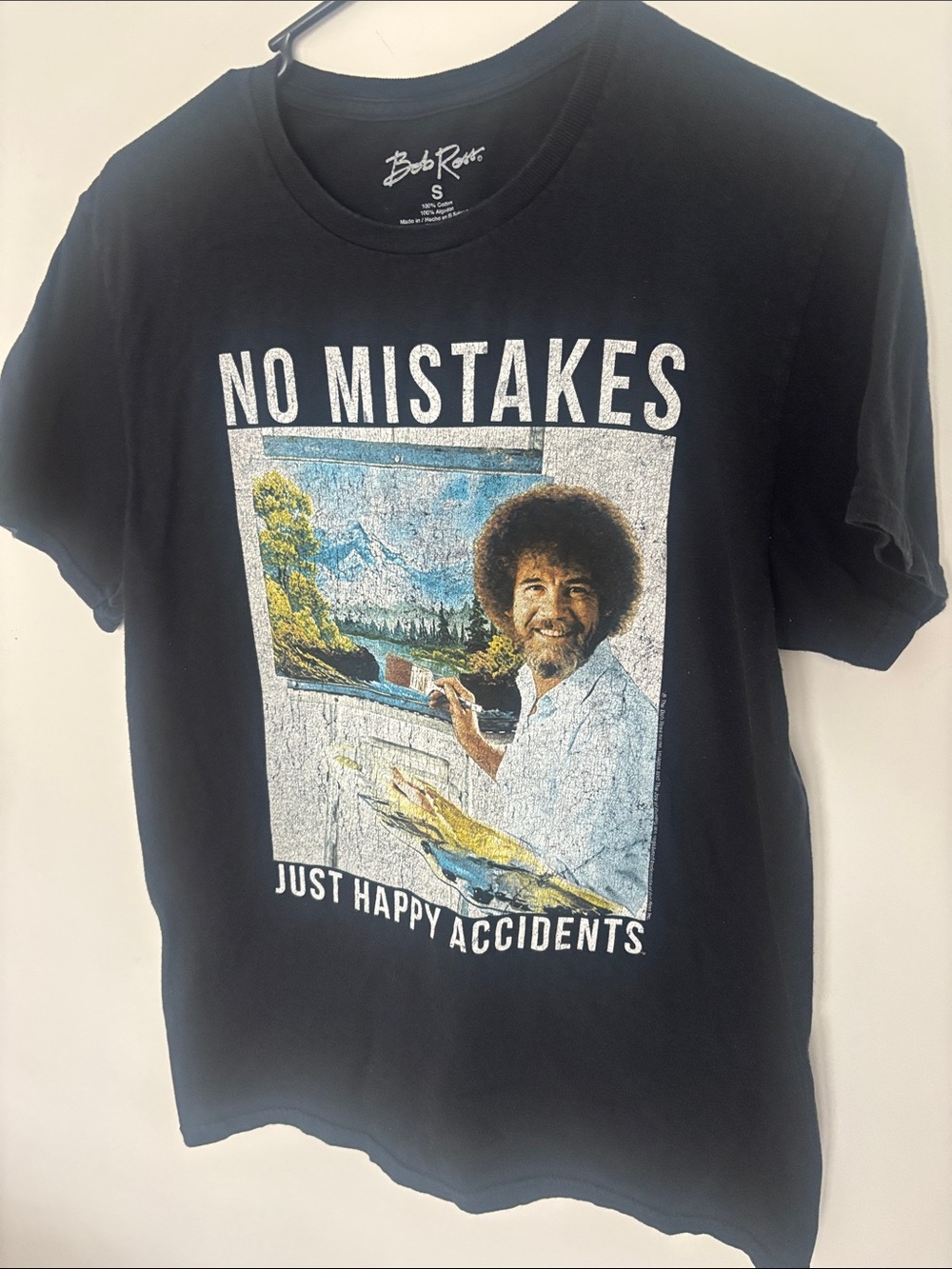 Bob Ross 'No Mistakes' Short Sleeve Graphic Tee - Black